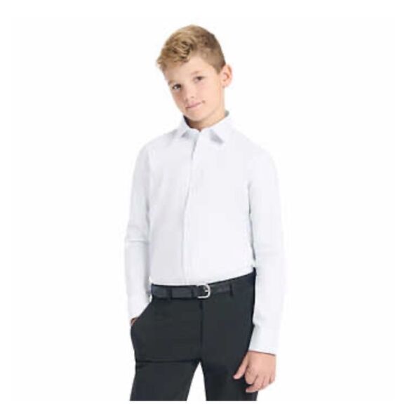 Boys Kenneth Cole Reaction White Long Sleeve Button Front Dress Shirt Size 20 - Picture 4 of 8